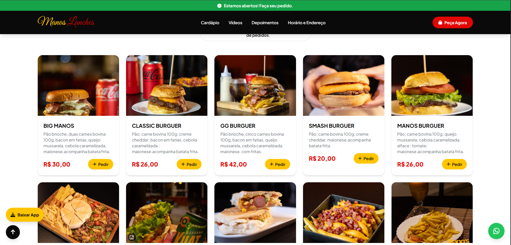 Site Manos Lanches